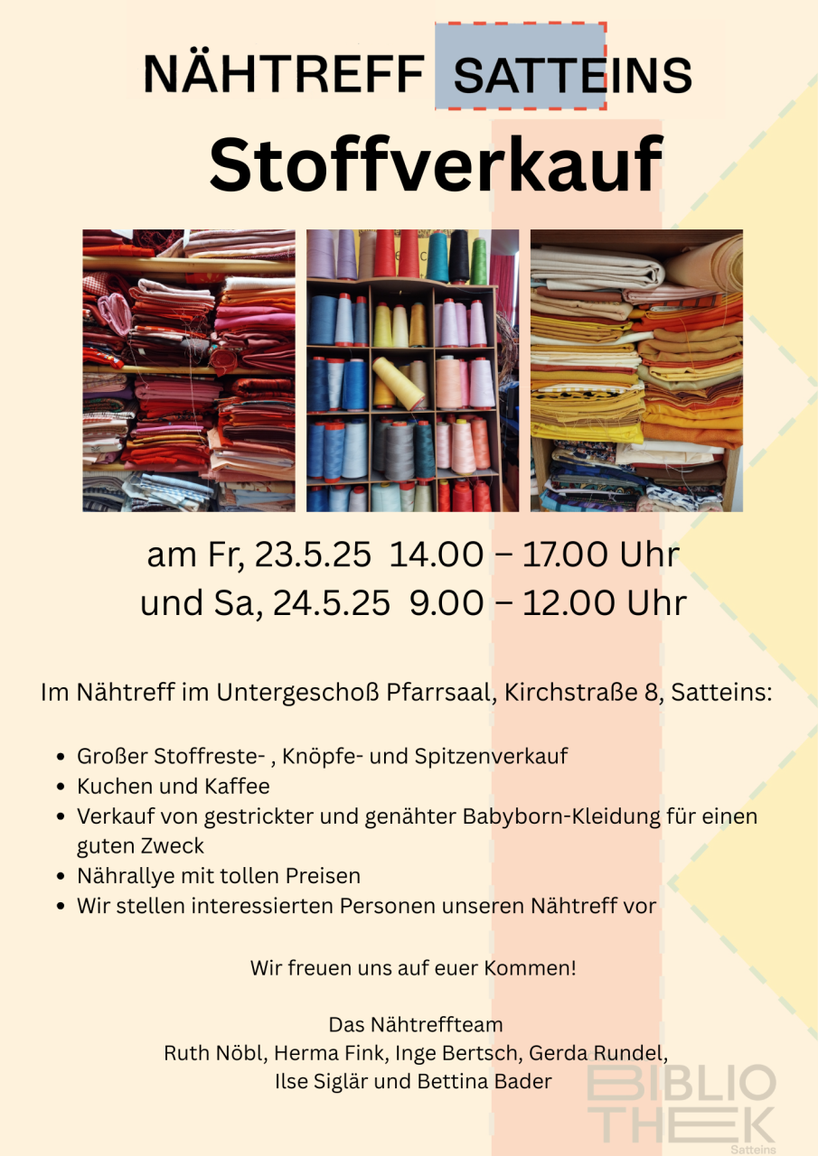Plakat Stoffverkauf 2025