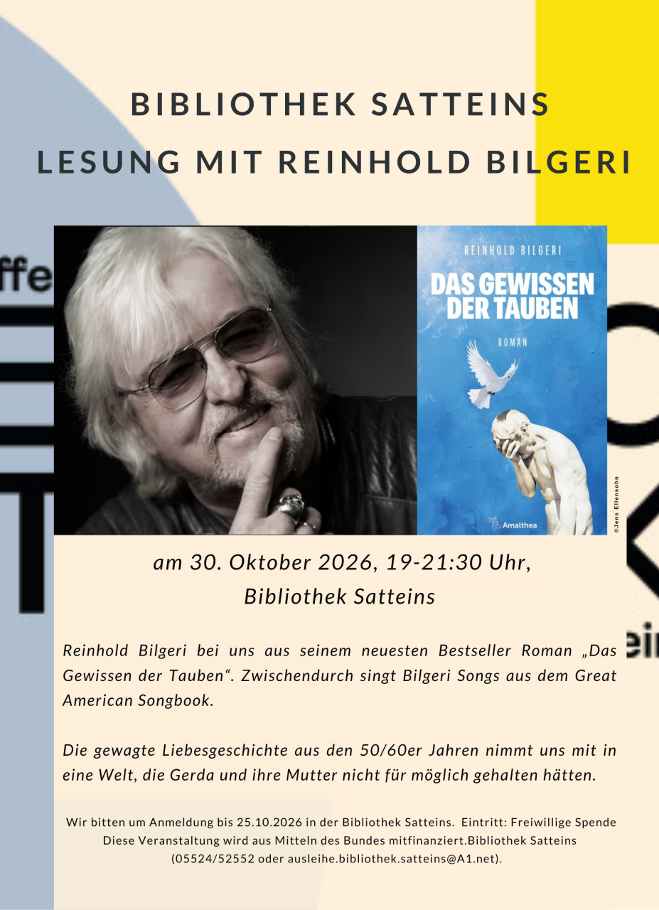 Plakat Lesung mit Musik mit Reinhold Bilgeri